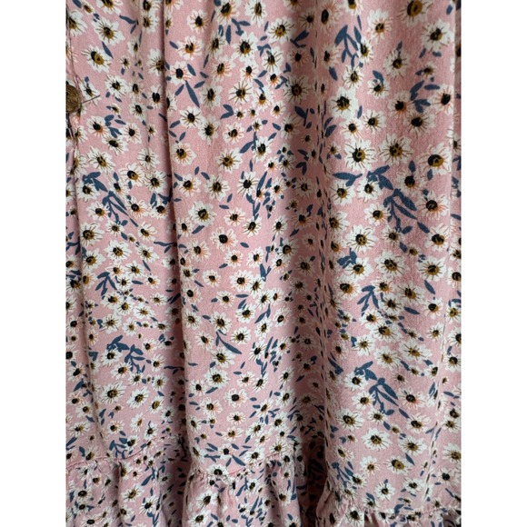 Romwe Pink Floral Ruffle Button Front Short Sleeve Mini Dress Women Size S - Picture 12 of 12